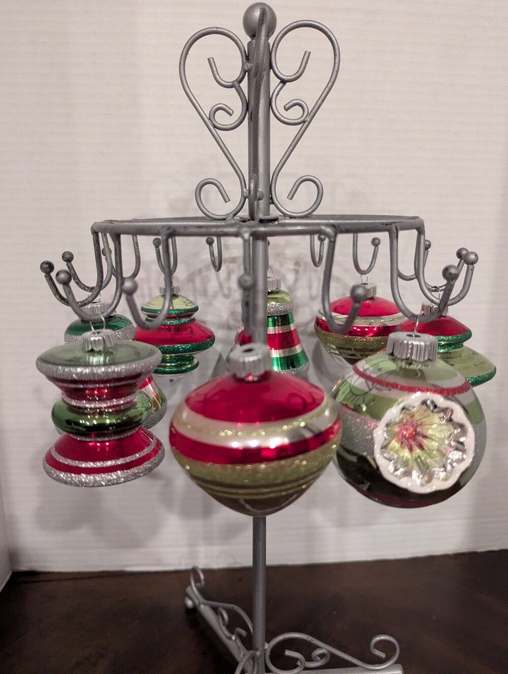 Set of 8 Christopher Radko Shiny Brite Glass Christmas Ornaments